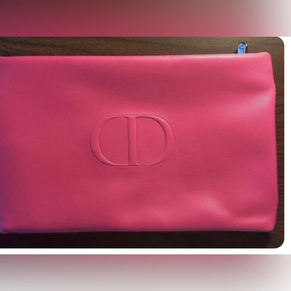 Christian Dior Red/Pink CD logo Makeup Pouch Bag Clutch